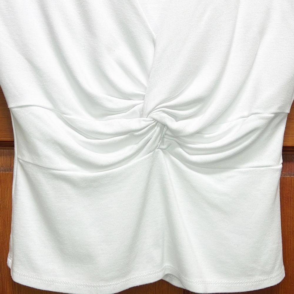 Halogen Stretch Dressy Knit Twist-knot Front Sleeveless slight crop Size XS - Picture 6 of 12